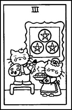 the hello kitty coloring page is shown