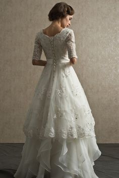 Lace Modest Wedding Dress, Half Sleeve Wedding Dress, Bead Lace, Modest Bridal Gowns, Modest Bridal, Modest Wedding Dress, High Neck Wedding Dress, Neck Wedding Dress, Ruffle Wedding Dress