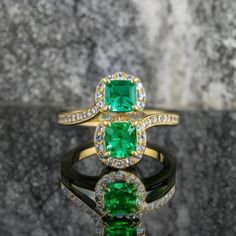 2 Stone Emerald Ring - 14k Gold Adjustable Emerald Ring - 2.50 Carat Emerald Ring - Best Gift Ring For Women - May Birthstone Ring  GEMSTONE DETAILS : ✦ Gemstone : Natural Zambia Emerald ✦ Gemstone Size : 5 mm  ✦ Gemstone Shape : Priencess Cut ✦ Number of Gemstones : 1 ✦ Gemstone Weight : 2.20 Carat ✦ Gemstone Grade : AAA DIAMOND DETAILS : ✦ Diamond Type : Natural ✦ Diamond Size : 1.5 MM ✦ Diamond Color : G-H ✦ Diamond Clarity : Slightly included ✦ Diamond Cut : Excellent ✦ Diamond Weight : 0.50 Smaragd Ring, May Birthstone Rings, Rainbow Sapphires, May Birthstone, Gift Ring, Emerald Gemstone, Diamond Sizes, White Rose Gold, Emerald Ring