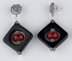 "Stones: Red Ruby (7x10mm) , Black Ontyx (4mm) Metal: Sterling Silver Length: 1.5\"  Matching Items  Necklace Necklace Bracelet" Red Onyx Jewelry For Gift, Handmade Statement Necklace, Semi Precious Jewelry, Red Ruby, Precious Jewelry, Matching Bracelets, Necklace Bracelet, Black Onyx, Handmade Earrings