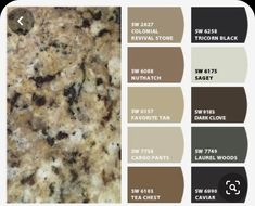 the different colors of granite are shown in this color guide for kitchen countertops and walls