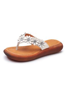 Features: 
 Item Type: Beach Slippers | Slip-flops 
 Brand: ixtws 
 Gender: Female 
 Main Material: Cowhide 
 Heel Type: Flat 
 Upper Material: Cow Leather 
 Heel Height: Low (1-3cm) 
 Closure Type:Slip-on 
 Color:Green;Purple; White 
 Season: Summer 
 Size:35-40 Beach Slippers Women, Flower Retro, Retro Beach, Mary Jane Shoes Womens, Loafer Slippers, Chunky Sandals, Beach Slippers, Slippers Women, Wide Shoes