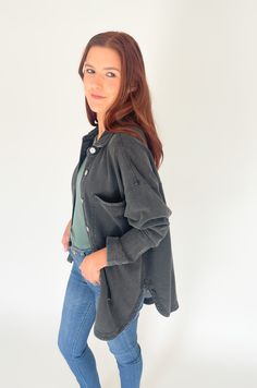 The [Z SUPPLY] All Day Knit Denim Jacket is such a fun update to your traditional denim jacket. We are all about elevated basics in luxe fabrics. This style is so soft and cozy, mirroring the fabric of a comfortable french terry sweater. The special wash looks vintage and cool. Pair it with your favorite bottoms for an effortless look! Long sleeve oversized knit denim jacket French terry fabric Unique vintage denim wash Lightweight feel Sizes: xsmall, small, medium, and large Model: is 5'9" and Davenport Iowa, Gym Joggers, Knit Denim, Elevated Basics, Vintage Indigo, Vintage Denim Jacket, Oversize Knit, Terry Fabric, French Terry Fabric