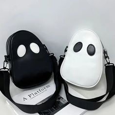 Black Ghost Shoulder Or Crossbody Bag. One Pocket With Zipper Closure Black Crossbody Bag For Halloween, Casual Black Bag For Halloween, Casual Black Halloween Bag, Black School Bag For Halloween, Ghost Bag, Cartoon Skull, Adjustable Strap Bag, Black Ghost, Red Leather Handbags