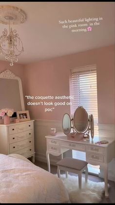 a bedroom with pink walls and white furniture is featured in the article i'm back blow this up