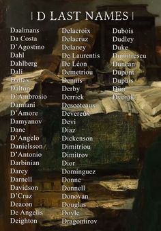 a list of names for different types of items in a painting, including books and papers