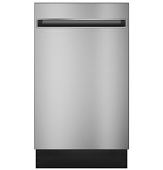 a stainless steel dishwasher on a white background