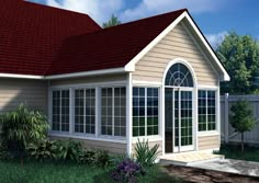 Gabled Sun Room Addition Sunroom With All Sliding Doors, Room Addition Plans, All Season Porch, Porch Enclosure, Porch Pictures, Home Addition Plans, 3 Season Porch, All Season Room, Family Room Addition