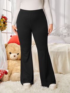 Flare Leggings Plus Size, Flare Leg Trousers, Flair Pants, Everyday Clothes, Fall Plus Size, Black Flare, Conversion Chart