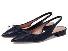 Kate Spade New York Veronica - Women's Shoes : Blazer Blue : Take your style a notch higher and be at utmost comfort wearing Kate Spade New York Veronica flats. Leather upper. Leather lining and insole. Pointed toe design. Slide-on construction. Elasticized ankle strap. Leather sole. Imported. Weight of single footwear: 7 oz. Heel height: 1 inch. Measurements: Heel Height: 1 in Weight: 7 oz Product measurements were taken using size 9, width M. Please note that measurements may vary by size. Spring Slingback Pumps With Arch Support, Flat Heel Sandals With Cushioned Footbed For Work, Spring Work Flats With Heel Strap, Spring Slingback Pumps With Cushioned Footbed And Low Heel, Spring Ankle Strap Flats For Workwear, Summer Workwear Flats With Ankle Strap, Casual Slingback Pumps With Low Heel And Medium Width, Spring Flats With Arch Support, Casual Low Heel Slingback Pumps For Work