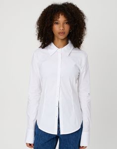 This shirt features a fitted style, longline length, a button through front and a collar. Fitted Style, A Button, Button Up Shirt, Long A Line, Up Shirt, Button Up Shirts, Button Up, Women's Fashion, Collar