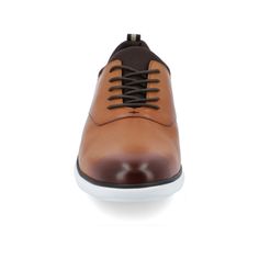 Find the perfect balance between casual and dressy with the Hyde derby by Thomas & Vine. This genuine leather style features a classic lace-up closure and a sporty ExtraLight� outsole for a modern touch. A cushioned collar and 6 mm Tru Comfort Foam� insole finish the design for all-day support. Casual Summer Wingtip Lace-up Shoes, Casual Leather Lace-up Dress Shoes, Casual Low-top Lace-up Shoes With Brogue Detailing, Brown Leather Sneakers For Summer, Brown Formal Sneakers With Cushioned Footbed, Brown Leather Summer Sneakers, Casual Oxford Lace-up Shoes With Leather Sole, Casual Oxfords With Rubber Sole, Synthetic Oxfords For Business In Fall