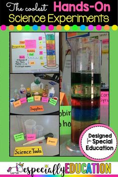 the science experiment is organized and labeled with labels