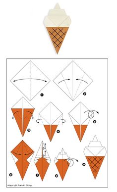 how to make an origami ice cream cone