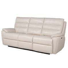 a white leather reclining sofa on a white background