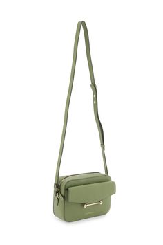 Strathberry "Mosaic" crossbody bag crafted in grained leather and featuring the iconic metal bar applied to the front pocket. Main compartment with zippered closure, suede interior and adjustable shoulder strap. Gold-finished metalware. Size Info STANDARD Color Detail Green Made In Spain Material 100% calf leather Season One fall Season Two winter Product bags Brand Strathberry Size And Fit Bag Length = 20 cm, Bag Height = 14 cm, Shoulder Bag Length = 115 cm, Modern Crossbody Flap Bag With Gold-tone Hardware, Crossbody Satchel With Metal Hardware, Crossbody Flap Bag With Gold-tone Hardware, Green Crossbody Bag With Palladium Hardware, Crossbody Flap Bag With Metal Hardware, Modern Green Bag With Metal Hardware, Leather Crossbody Camera Bag With Gold-tone Hardware, Modern Camera Bag With Gold-tone Hardware For Everyday Use, Modern Travel Flap Bag With Metal Hardware