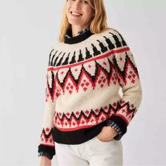 Faherty Frost Fair Isle Crew Baby Alpaca Sweater In Apres Bold Print. Incredibly Soft And Comfortable Sweater That Is 70% Alpaca And 7% Wool. Women’s Xl. Loose Fit Holiday Dresses Women, Luxury Gifts For Her, Women Sweaters Winter, Alpaca Sweater, Comfortable Sweater, Fair Isle Knitting, Fair Isle Sweater, Mock Neck Sweater, Wool Blend Sweater