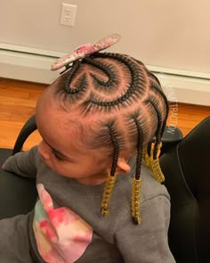 Hairstyles For 2 Year Girl Black Braids, Kiddie Braids With Beads, Toddler Stitch Braids, Toddler Braid Styles With Beads, Baby Braid Styles Short Hair, Stitch Braids For Kids, Baby Braided Hairstyles, Toddler Braided Hairstyles Short Hair, Toddler Hairstyles With Beads