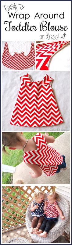 a collage of photos showing how to make a dress for babies and toddlers