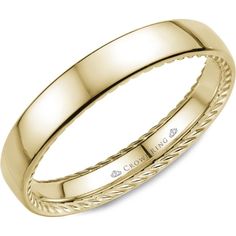 CrownRing Men's Wedding Band - High Polish Finish with Twisted Rope Detailing in 14K Yellow Gold - 3.5mm Width from the Carved Collection Rope Wedding Band, Mens Diamond Band, Mens Gold Wedding Band, Comfort Fit Wedding Band, Gold Engraving, Rope Design, Wedding Ring Designs, Womens Wedding Bands, Body Jewellery