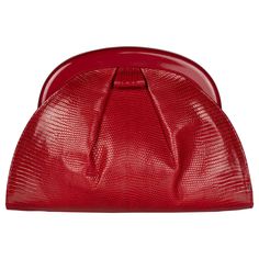 Bottega Veneta is at the pinnacle of fine leather goods and luxury accessories. Through the masterful usage of exotic leathers with clean, artisanal techniques, Bottega Veneta offers quality and timeless accessory designs. This vintage clamshell clutch is done in a rich carmine karung leather. It has simply been pleated into a matching red lucite frame to create an elegant, rounded shape. This clutch is a bold accessory option that can easily add a pop of color to most ensembles. It is sure to b Bottega Clutch, Bottega Veneta Vintage, Bottega Veneta Logo, Vintage Bottega Veneta, Vintage Bottega, Red Clutch Bag, Bottega Veneta Pouch, Y2k Handbag, Pochette Louis Vuitton