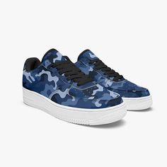 Blue Camo Vegan Leather Shoes, Navy Camouflage Men Women Sneakers Whit – Starcove Fashion Navy Camouflage, Designer Flats, White Sneakers Women, Blue Camo, Women Sneakers, Casual Design, Casual Flats, Sneakers White, Leather Sneakers