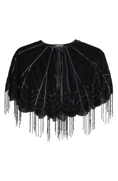 Beading elegantly defines a cape crafted from soft velvet that's perfect for a night on the town. 100% polyester Hand wash, line dry Imported Model stats: 5'10" height, 32" bust, 25" waist, 36" hip. Winter Evening Capelet, Conference Outfit, Velvet Cape, Party Look, Beaded Fringe, Dark Fashion, Party Looks, Modern Fashion, Casual Jacket