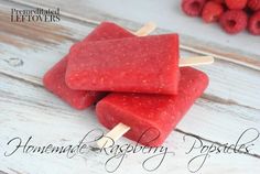 homemade raspberry popsicles are stacked on top of each other