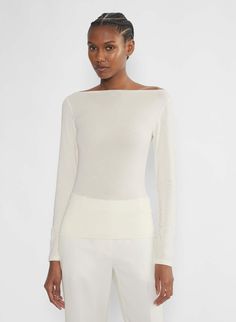 MONOLOGUE LONGSLEEVE | Aritzia Fall Staples, Fall Denim, Boat Neck, Active Wear, Tights, Long Sleeve, Fabric