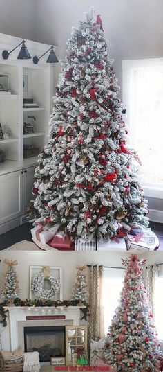 christmas tree decorated with red and white ornaments