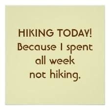 a sign that says hiking today because i spent all week not hiking