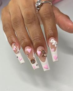 Pretty Gel Nails, Bling Acrylic Nails, Beautiful Nail Designs, Love Nails, Swag Nails, Beautiful Nails, Nail Inspo, Gel Nails