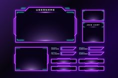 purple neon lights on dark background with space for text and other items in the frame