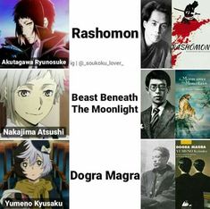 some anime characters with different names in front of the caption that says,'best beneath the moonlight '