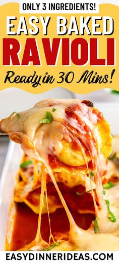 easy baked ravioli recipe in 30 mins with only 3 ingredients and 5 ingredients