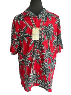 Large Caribbean Red Silk Blend Hawaiian Shirt Palm Trees NWT Measurements taken flat, one-sided Length: 30.5" Chest: 24.5" Red Silk, Hawaiian Shirt, Palm Trees, Casual Button Down Shirts, Casual Shirts, Casual Button Down Shirt, Mens Accessories, Men Casual, Trees