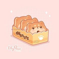 an image of a cute cat in a box with the word donuts on it