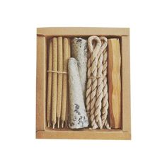 an open box with different types of rope in it