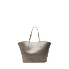 Brunello Cucinelli tote bag in metallic leather  Shoulder straps  Open top  Approx. 20.9"H x 12.2"W x 7.1"D Made in Italy Open Top, Metallic Leather, Brunello Cucinelli, Bergdorf Goodman, Leather Tote Bag, Leather Tote, Shoulder Straps, Tops Designs, In Italy