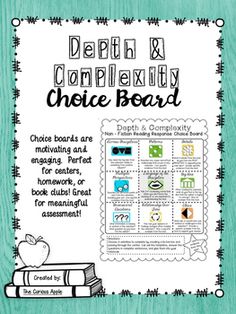 a poster with the words,'depth and community choice board '