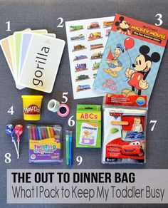 the out to dinner bag what i keep my toddler busy