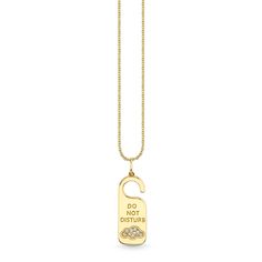 Gold & Diamond Hotel Door Tag Charm - Sydney Evan Fine Jewelry Door Tag, Luxe Necklace, Script Necklace, Hand Chain Bracelet, Hotel Door, Door Tags, Sparkling Diamond, Do Not Disturb, Hand Chain