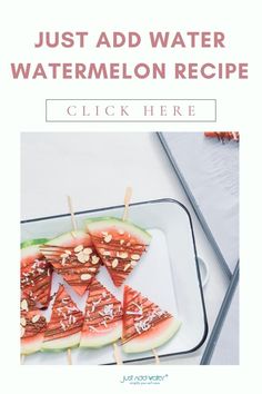 watermelon slices are arranged on skewers with toothpicks in them