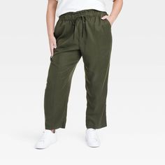 Move through casual days in effortless style and comfort with these High-Rise Tapered Ankle Pull-On Joggers from A New Day™. Fashioned in a tapered leg silhouette, the ankle-length twill joggers bring relaxed style to your look. The functional drawstring on the elastic waist lets you get the perfect fit with every wear, and the functional pockets offer a handy spot for stashing on-the-go essentials. A New Day™: Style that goes wherever you do. Casual Green Pants For Daywear, Casual Comfort Stretch Ankle-length Joggers, Relaxed Fit Ankle-length Joggers, Versatile Relaxed Fit Ankle-length Joggers, Relaxed Ankle-length Drawstring Pants, Green Ankle-length Sweatpants With Elastic Waistband, Pull On Pants, A New Day, Bottom Clothes