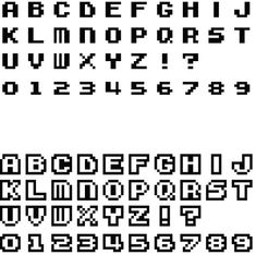 an old computer font and numbers set up to be used in the video game,