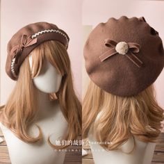 Preppy Cottagecore, Draw Reference, Sailor Cap, Hair Accessories Collection, Beige Plaid, Wool Berets, Creation Couture, Beret Hat, Sweet Lolita