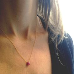 Genuine Ruby Necklace Real Ruby Necklace Gold by lolabeanjewelry Dainty Ruby Gemstone Necklace, Minimalist Red Gemstone Birthstone Necklace, Dainty Ruby Gemstone Birthstone Necklace, Minimalist Ruby Birthstone Necklace, Dainty Ruby Necklace As Gift, Dainty Ruby Necklace For Gift, Ruby Necklace With Delicate Chain As Gift, Ruby Necklace With Delicate Chain For Gift, Gift Ruby Necklace With Delicate Chain