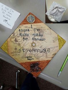 there is a graduation cap with writing on it