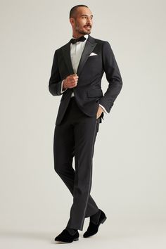 Italian Performance Tuxedo | Bonobos Elegant Tuxedo For Gala, Elegant Black Tuxedo For Gala, Groomsmen Suits, Tuxedo Shirts, Peak Lapel, Tuxedo Jacket, Groom And Groomsmen, Wool Suit, Black Blazer