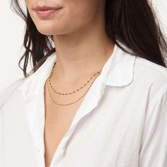 Long Layer 19" Chain Short Layer 17" Chain Benefits 18k Gold Plated Brass Spring Ring Closure Enamel Gorjana Necklace, Short Layer, Earrings Stacking, Long Layer, Gorjana Jewelry, Black Labradorite, Double Necklace, Island Fashion, Mini Necklace